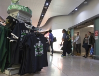 Penn State merchandise for the Croke Park Classic  is displayed near the baggage claim area of the Dublin Airport, August 23, 2014. 
